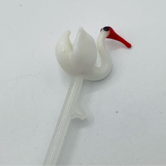 Vintage Glass Bird Swizzle Sticks Lampwork Rooster Swan Barware Set Mixed Lot - Picture 8 of 16